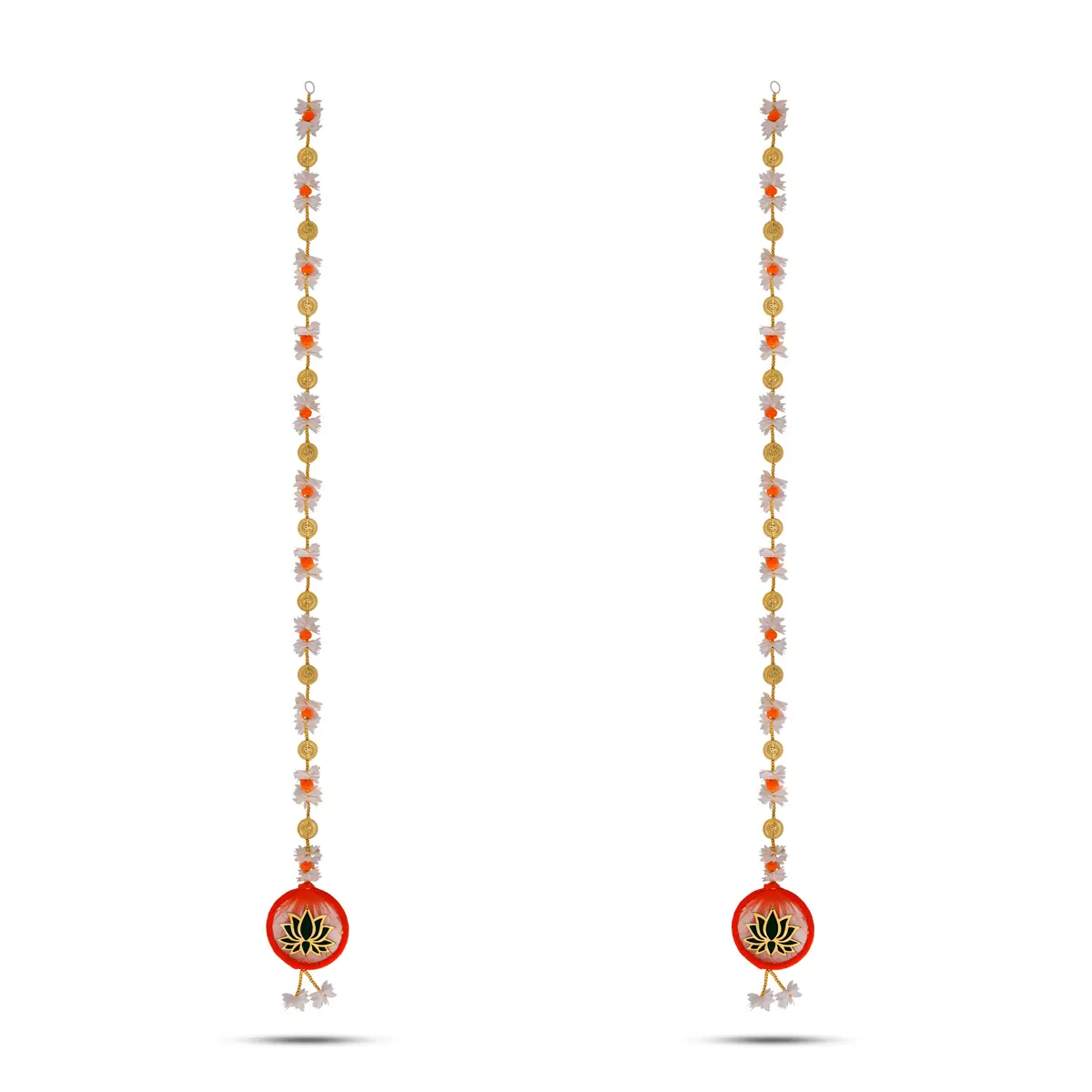 Side Toran Pair - 65 Inches | Lotus Design Thoranam/ Traditional Bandanwar For Pooja & Home Entrance Decor - Image 3
