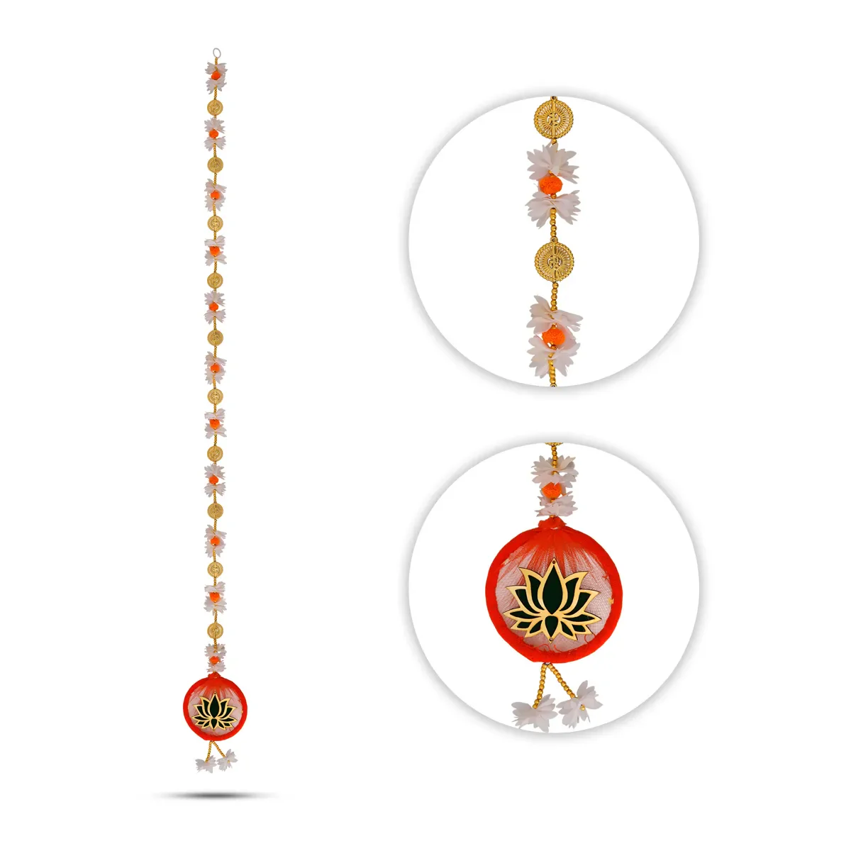 Side Toran Pair - 65 Inches | Lotus Design Thoranam/ Traditional Bandanwar For Pooja & Home Entrance Decor - Image 4