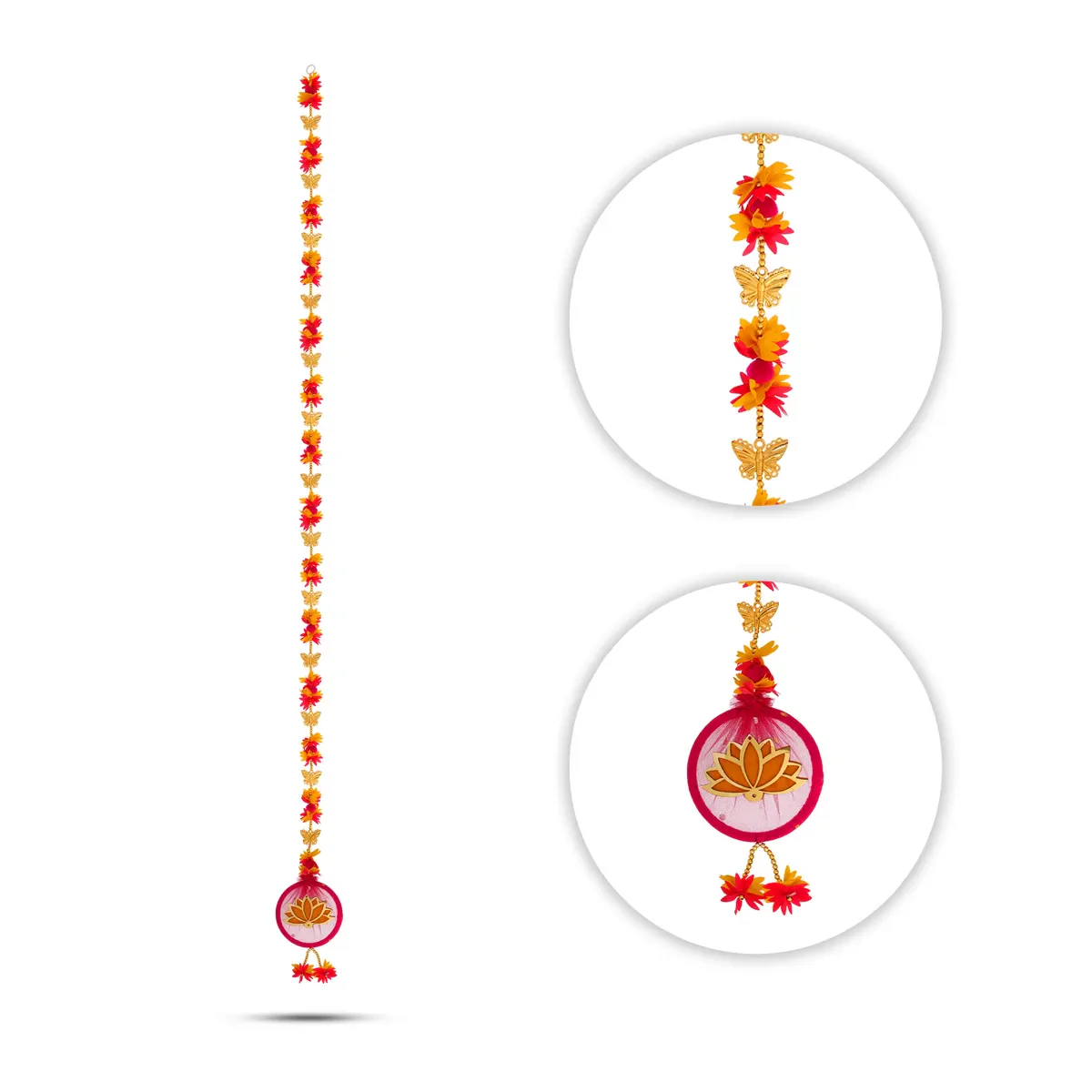 Side Toran Pair - 65 Inches | Lotus Design Thoranam/ Traditional Bandanwar For Pooja & Home Entrance Decor - Image 5