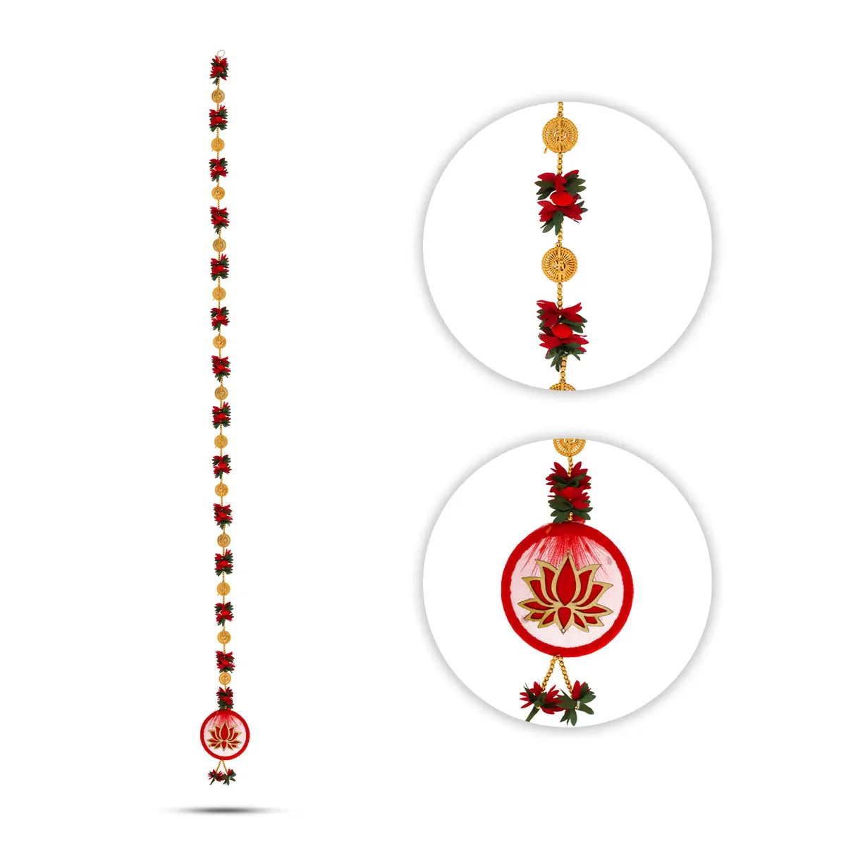 Side Toran Pair - 65 Inches | Lotus Design Thoranam/ Traditional Bandanwar For Pooja & Home Entrance Decor - Image 6