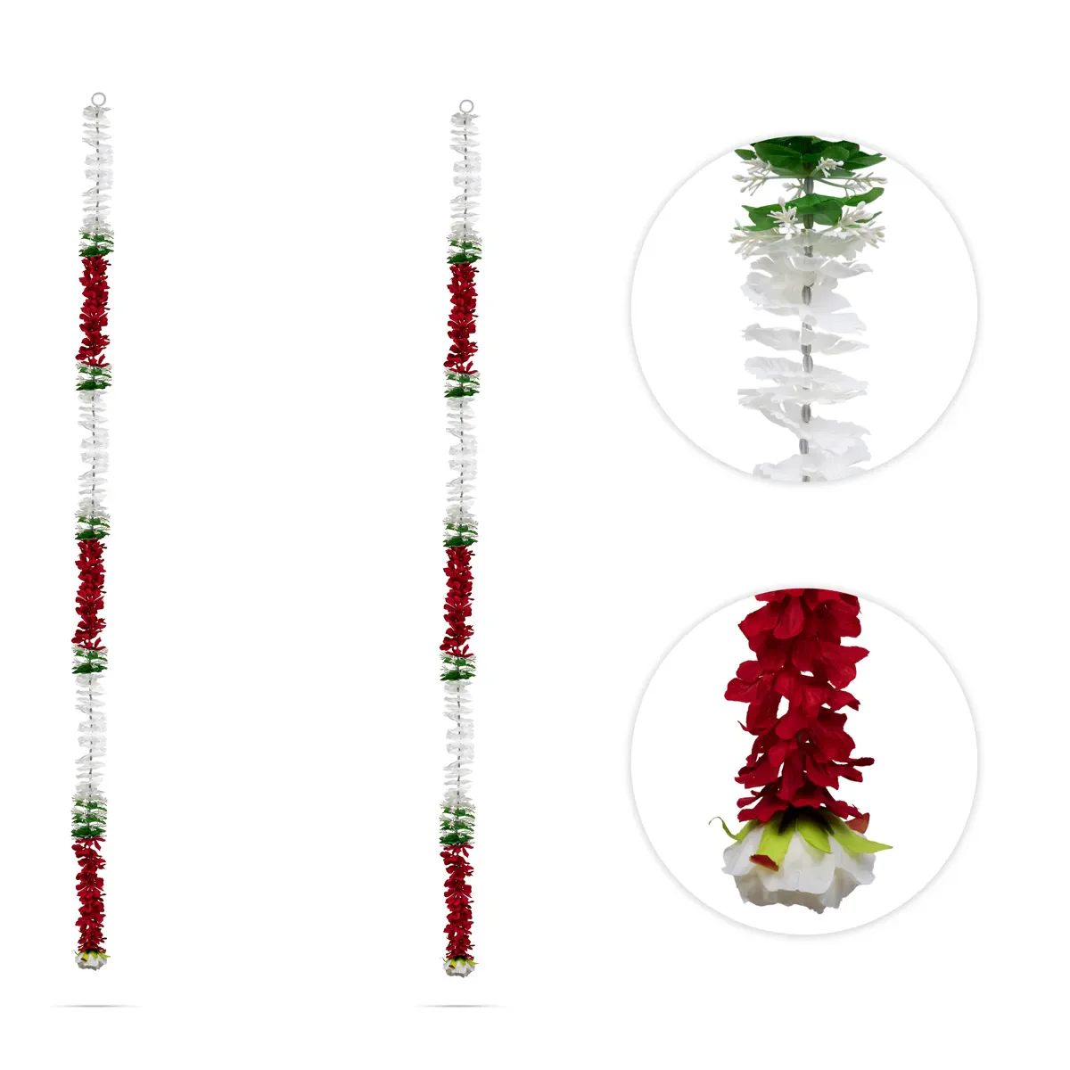 Side Toran Pair - 70 Inches | Traditional Floral Thoranam/ Door Hanging Bandanwar For Pooja Decor - Image 2