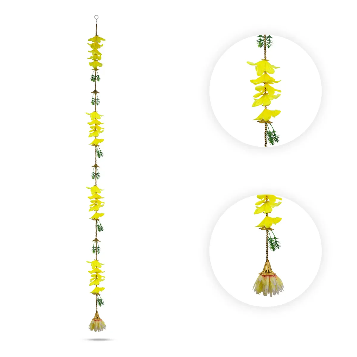 Side Toran Pair - 71 Inches | Traditional Floral Thoranam/ Door Hanging Bandanwar For Pooja Decor - Image 2