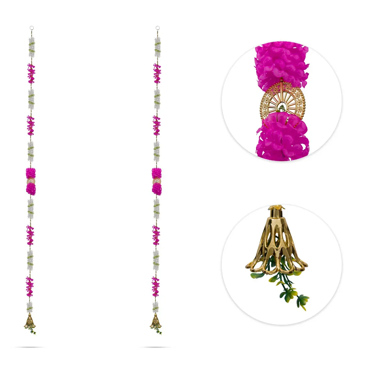 Side Toran Pair - 76 Inches | Artificial Flower Thoranam / Door Hanging Bandanwar For Home Entrance - Image 2