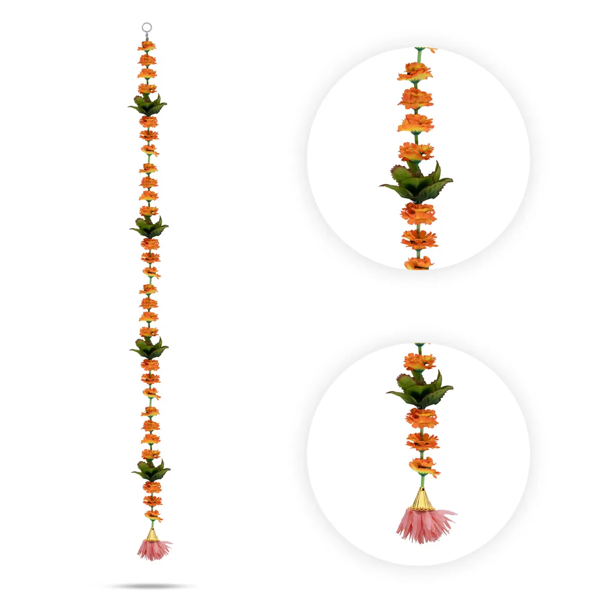 Side Toran Pair - 76 Inches | Floral Leaf Thoranam/ Decorative Door Hanging Bandanwar For Home Entrance - Image 5