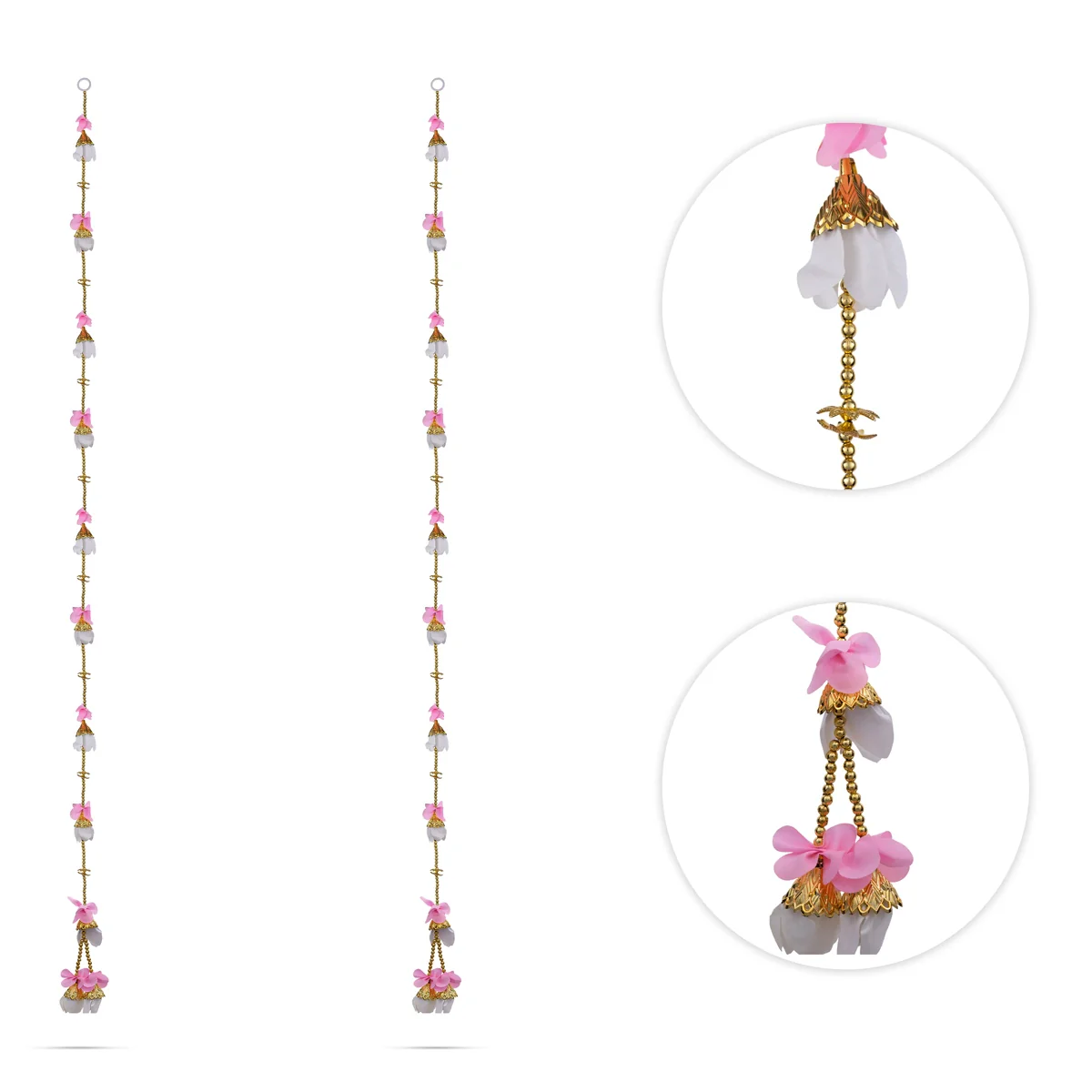 Side Toran Pair - 78 Inches | Flower Design Thoranam/ Decorative Door Hanging Bandanwar For Home Entrance - Image 2