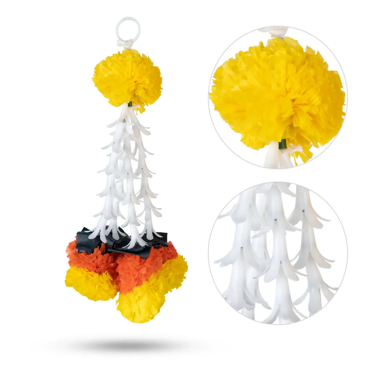 Side Toran Pair - 9 Inches | Marigold Flower Thoran/ Flower Hanging Bandanwar For Home Entrance Decor - Image 3