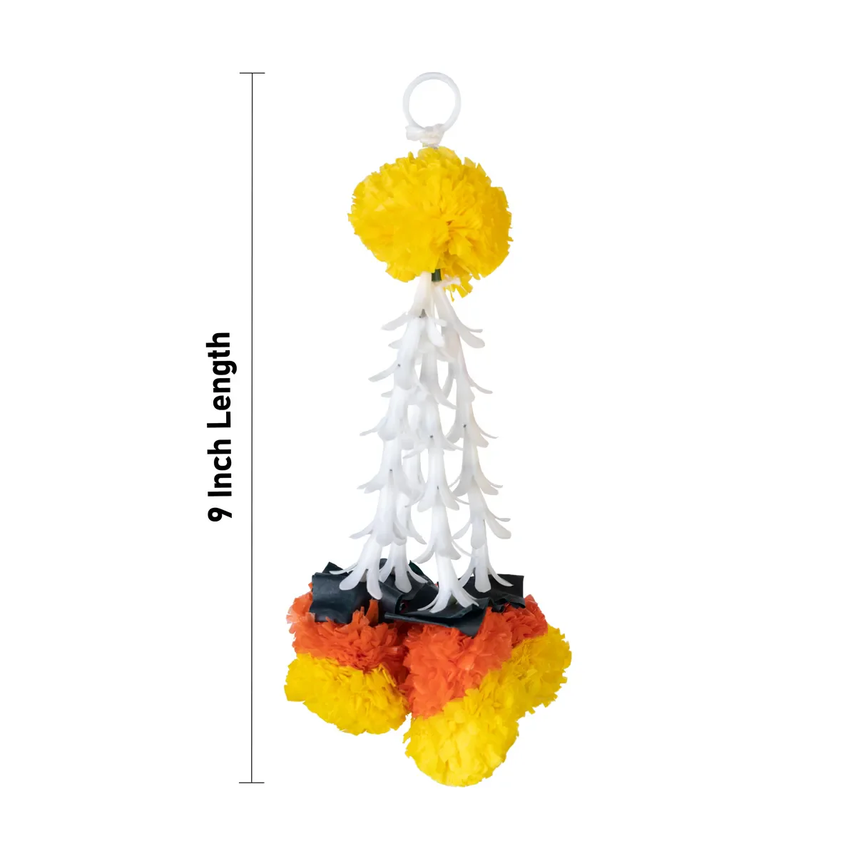 Side Toran Pair - 9 Inches | Marigold Flower Thoran/ Flower Hanging Bandanwar For Home Entrance Decor - Image 4