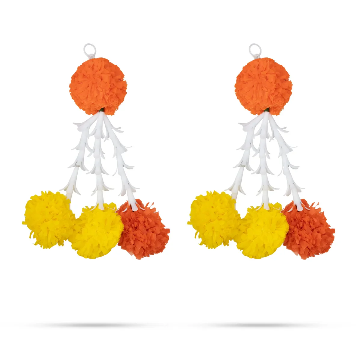 Side Toran Pair - 9 Inches | Marigold Flower Thoran/ Flower Hanging Bandanwar For Home Entrance Decor