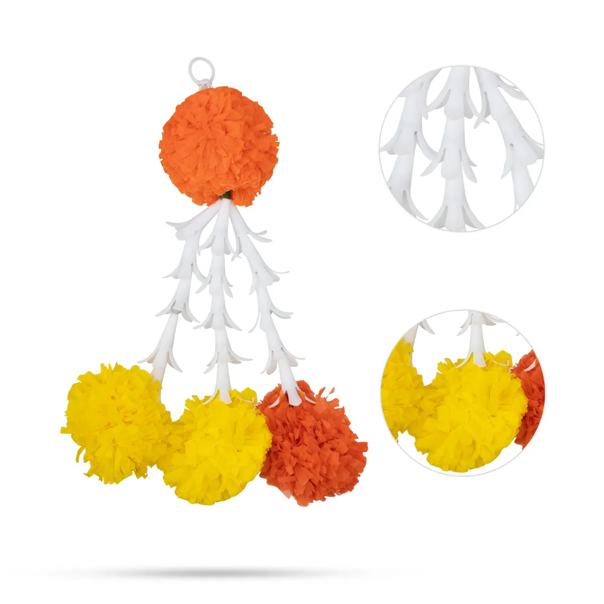 Side Toran Pair - 9 Inches | Marigold Flower Thoran/ Flower Hanging Bandanwar For Home Entrance Decor - Image 3
