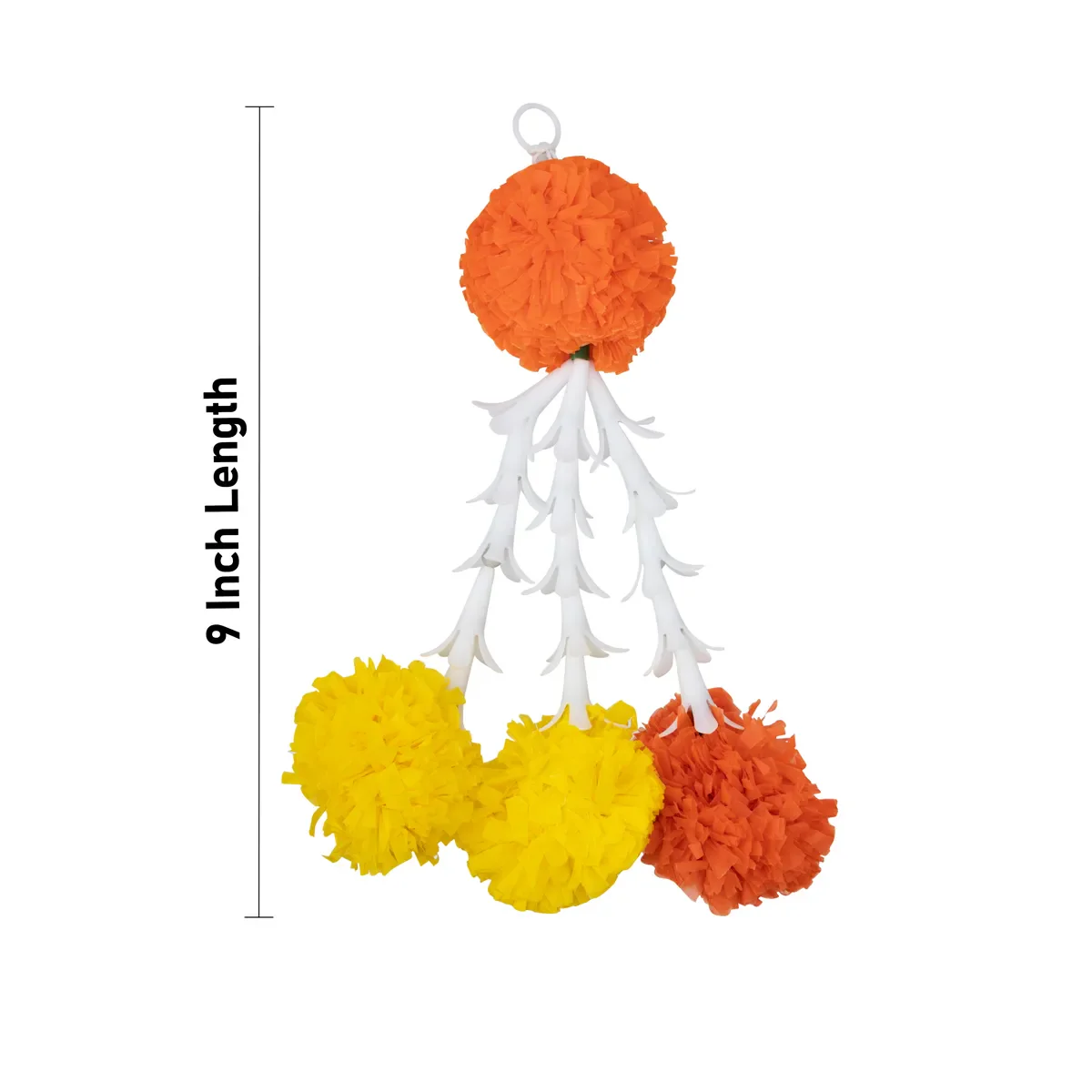 Side Toran Pair - 9 Inches | Marigold Flower Thoran/ Flower Hanging Bandanwar For Home Entrance Decor - Image 4