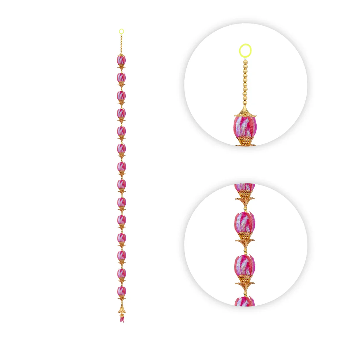 Side Toran - 37 Inches | Beads With Rose Design Thoran/ Artificial Flower Toran for Home Decor - Image 4