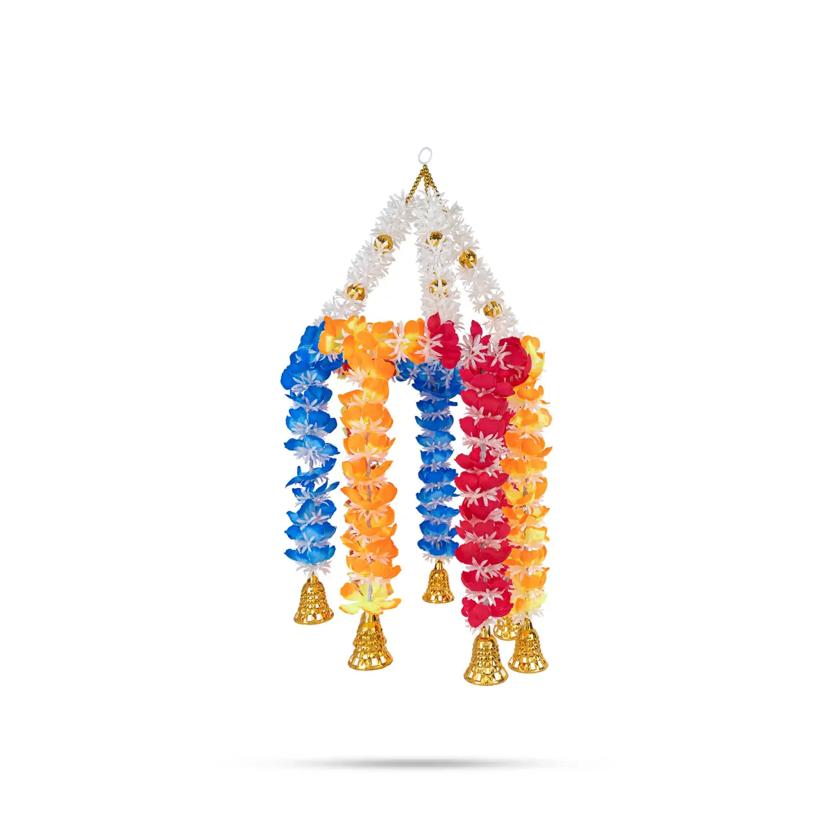 Side Toran Set - 24 Inches | Artificial Flower & Bell Thoranam/ Decorative Door Hanging For Home & Pooja Decor