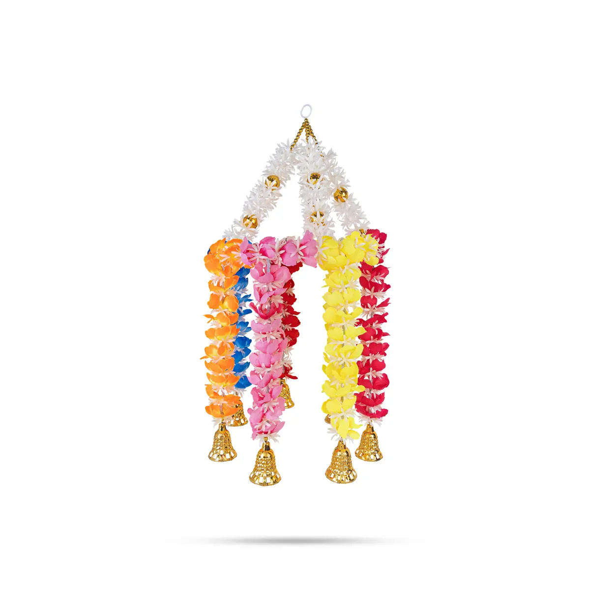 Side Toran Set - 24 Inches | Artificial Flower & Bell Thoranam/ Decorative Door Hanging For Home & Pooja Decor - Image 2