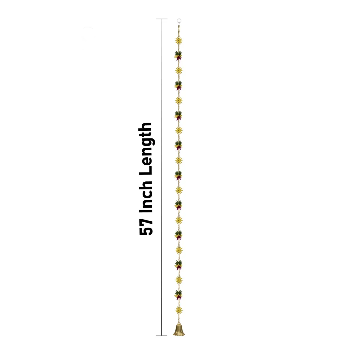 Side Toran Set - 57 Inches | 10 Pcs / Bell & Flower Design Thoranam / Decorative Bandanwar For Entrance Décor - Image 3