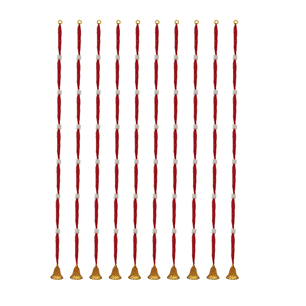 Side Toran Set - 65 Inches | 10 Pcs / Traditional Bell Thoranam/ Door Hanging Bandanwar For Pooja & Home Decor - Image 2