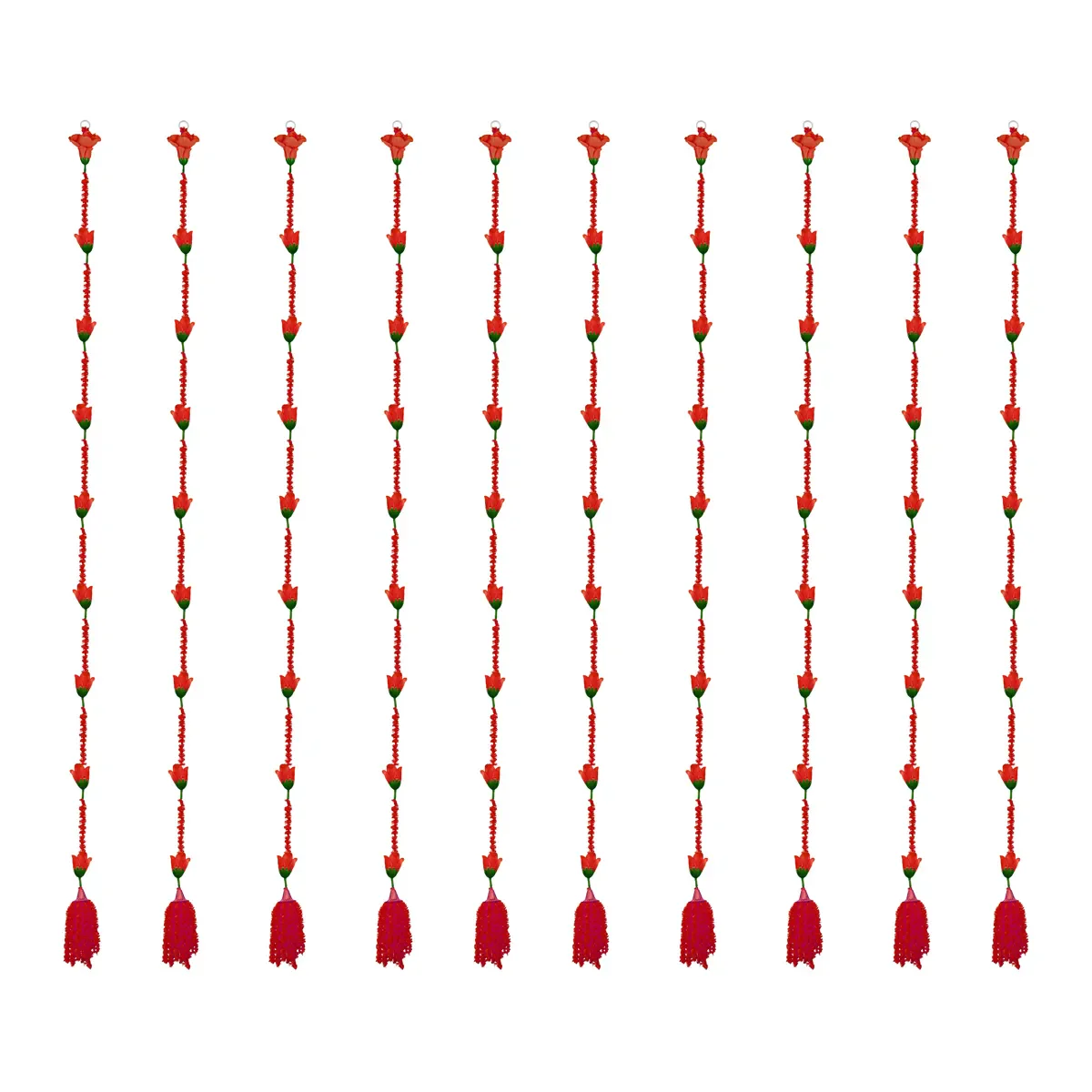 Side Toran Set - 75 Inches | 10 Pcs/ Artificial Rose Flower Thoranam/ Door Hanging Bandanwar For Pooja Decor - Image 3