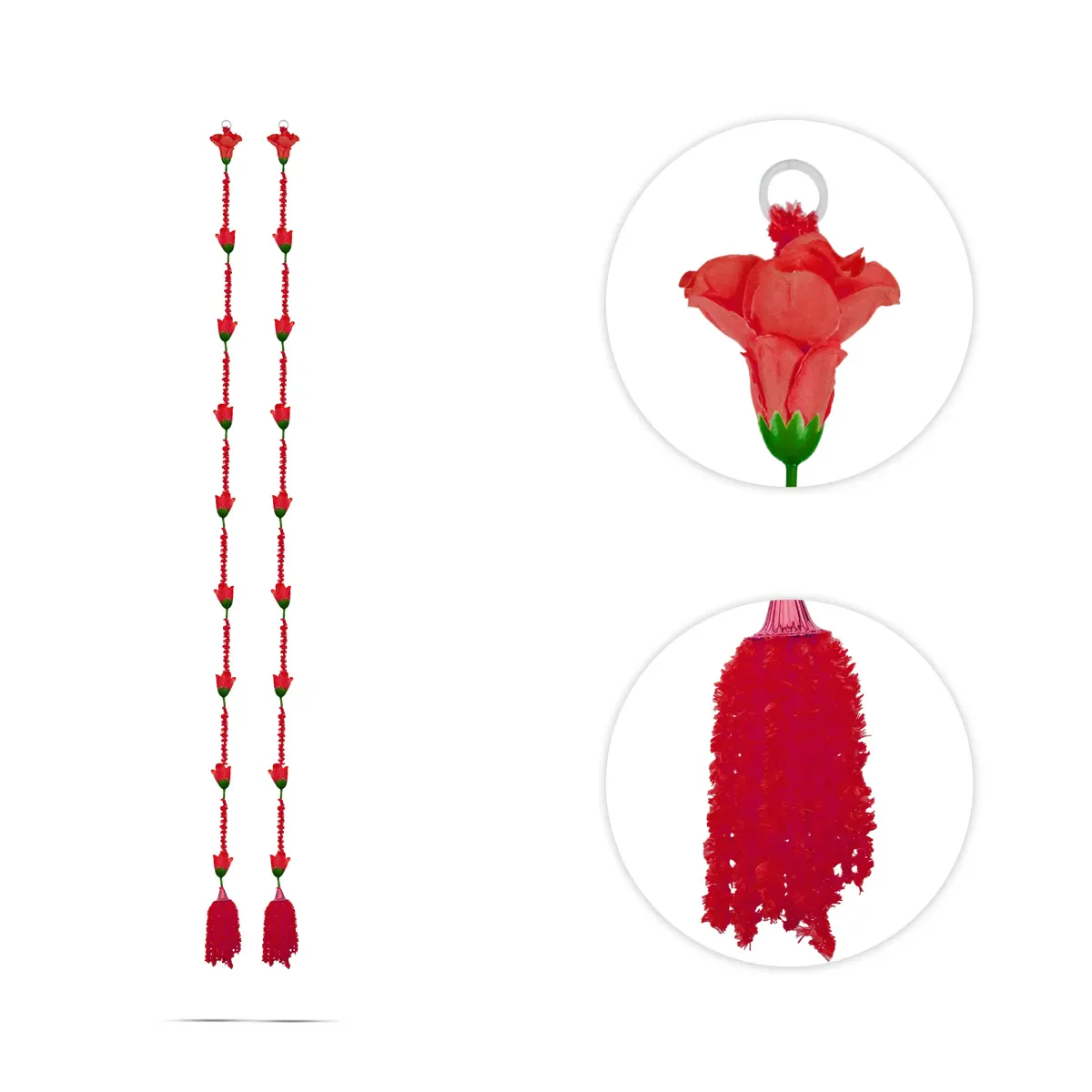 Side Toran Set - 75 Inches | 10 Pcs/ Artificial Rose Flower Thoranam/ Door Hanging Bandanwar For Pooja Decor - Image 5