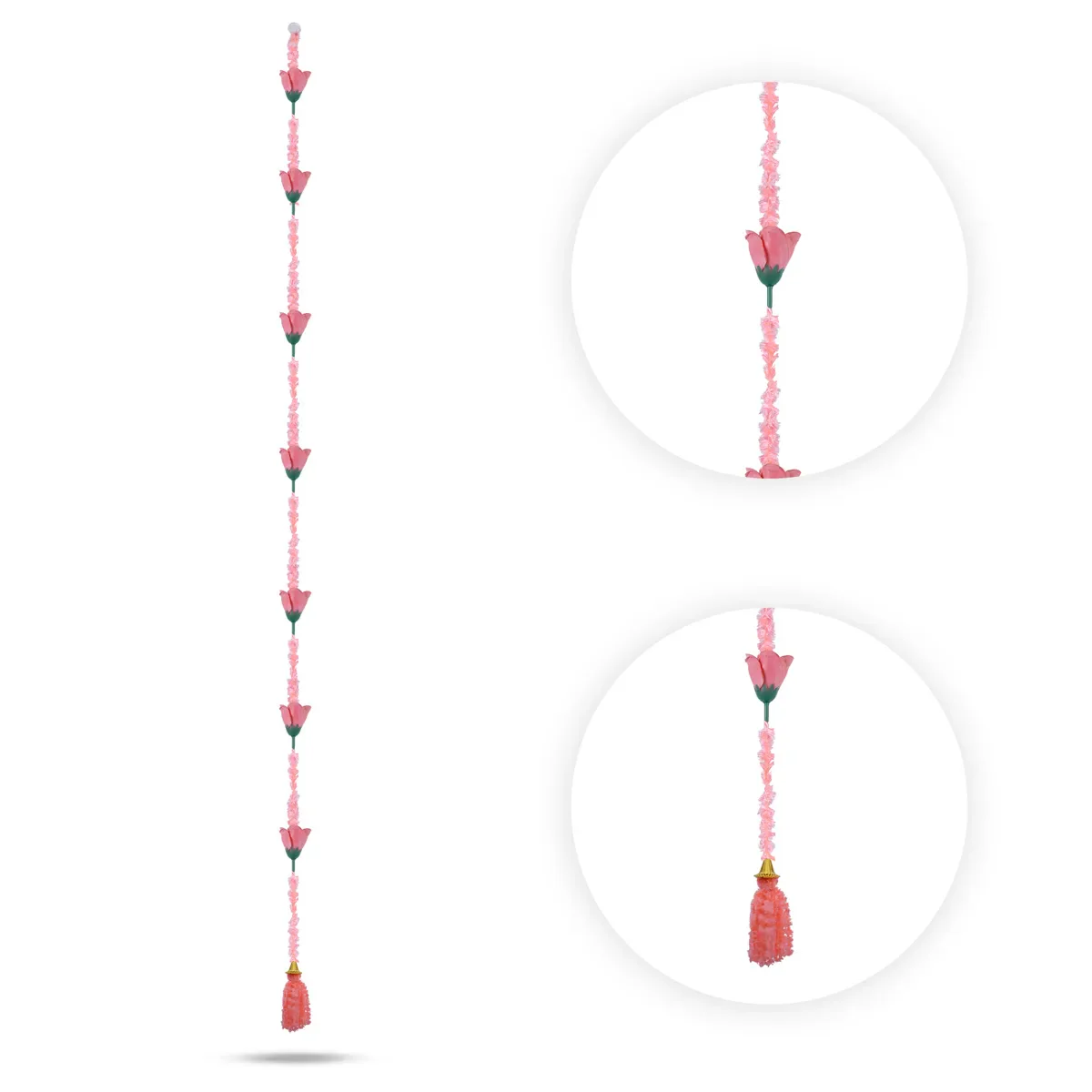 Side Toran Set - 75 Inches | 10 Pcs/ Artificial Rose Flower Thoranam/ Door Hanging Bandanwar For Pooja Decor - Image 9