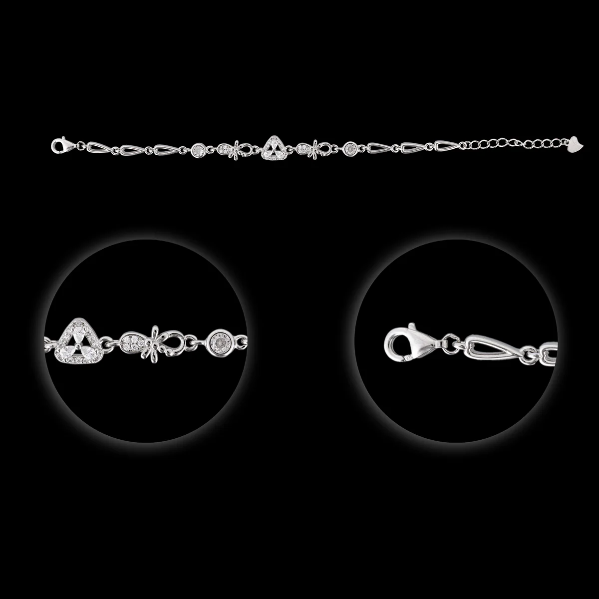 Silver Bracelet - 2 Inch Dia | Stone Design Hand Band/ Hand Bracelet/ Artificial Jewelry For Stylish Wear - Image 2
