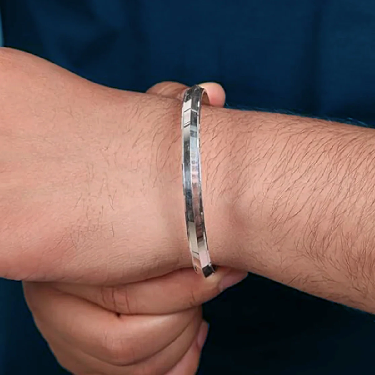 Silver Kada - Size 2 | V Baby Kaapu/ Bracelet Kada/ Bangle Kada For Infant Traditional Wear - Image 2