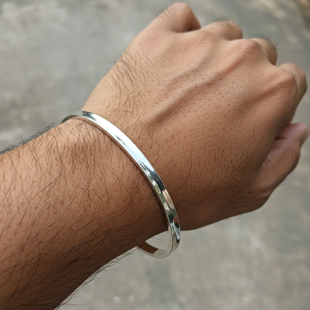 Silver Kada - Size 2 X 4 | F Men Kaapu/ Bracelet Kada/ Bangle Kada For Daily And Traditional Wear - Image 3