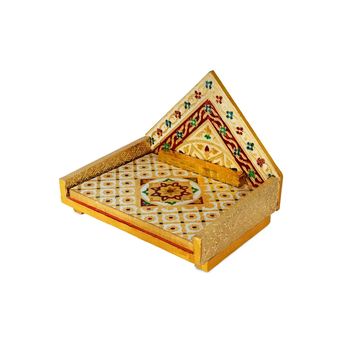 Simhasan - 10 X 7.75 Inches | Wooden Golden Singhasan/ Deity Throne/ Idol Seat For Pooja & Mandir Decor - Image 10