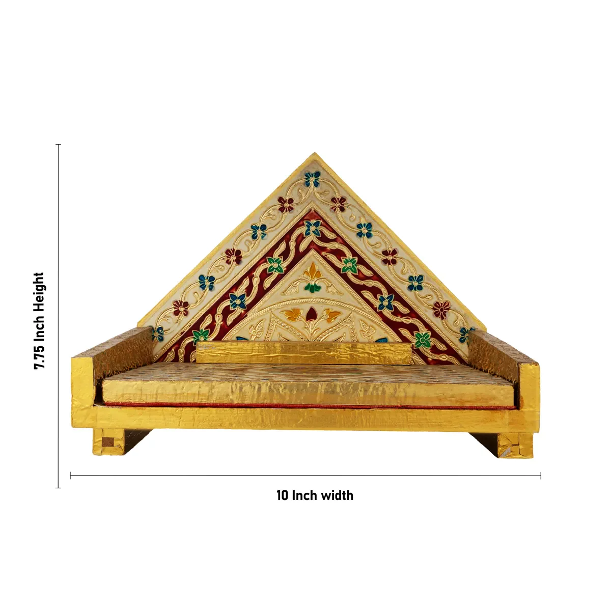 Simhasan - 10 X 7.75 Inches | Wooden Golden Singhasan/ Deity Throne/ Idol Seat For Pooja & Mandir Decor - Image 11