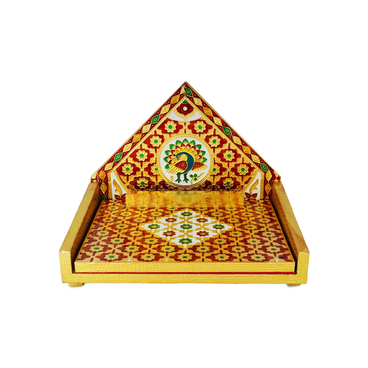 Simhasan - 10 X 7.75 Inches | Wooden Golden Singhasan/ Deity Throne/ Idol Seat For Pooja & Mandir Decor - Image 12