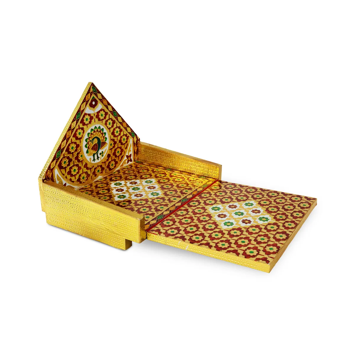 Simhasan - 10 X 7.75 Inches | Wooden Golden Singhasan/ Deity Throne/ Idol Seat For Pooja & Mandir Decor - Image 2