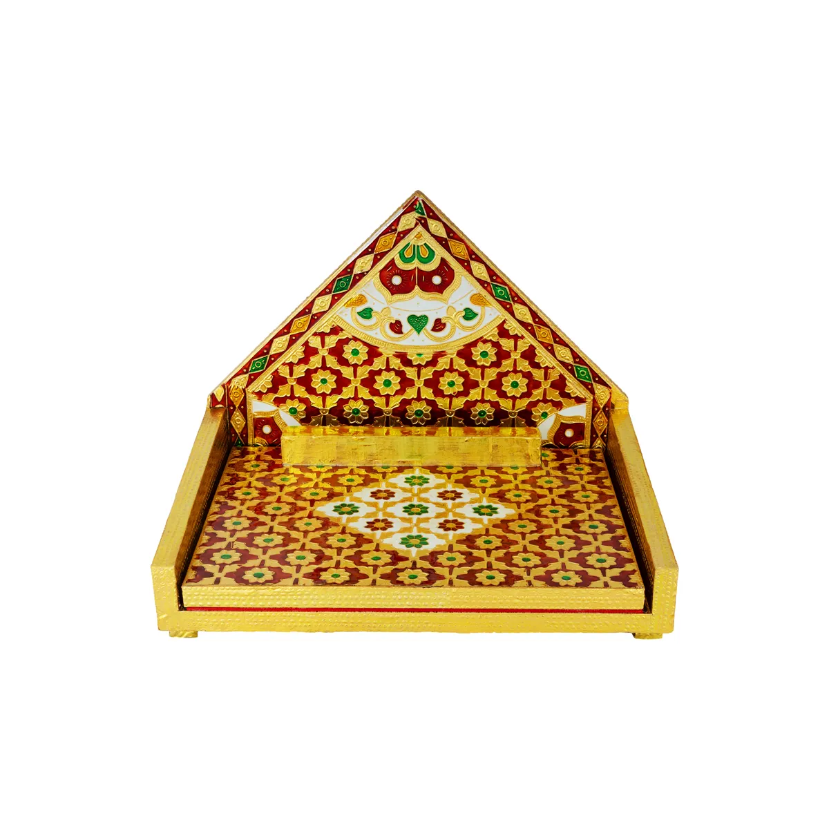 Simhasan - 10 X 7.75 Inches | Wooden Golden Singhasan/ Deity Throne/ Idol Seat For Pooja & Mandir Decor - Image 3