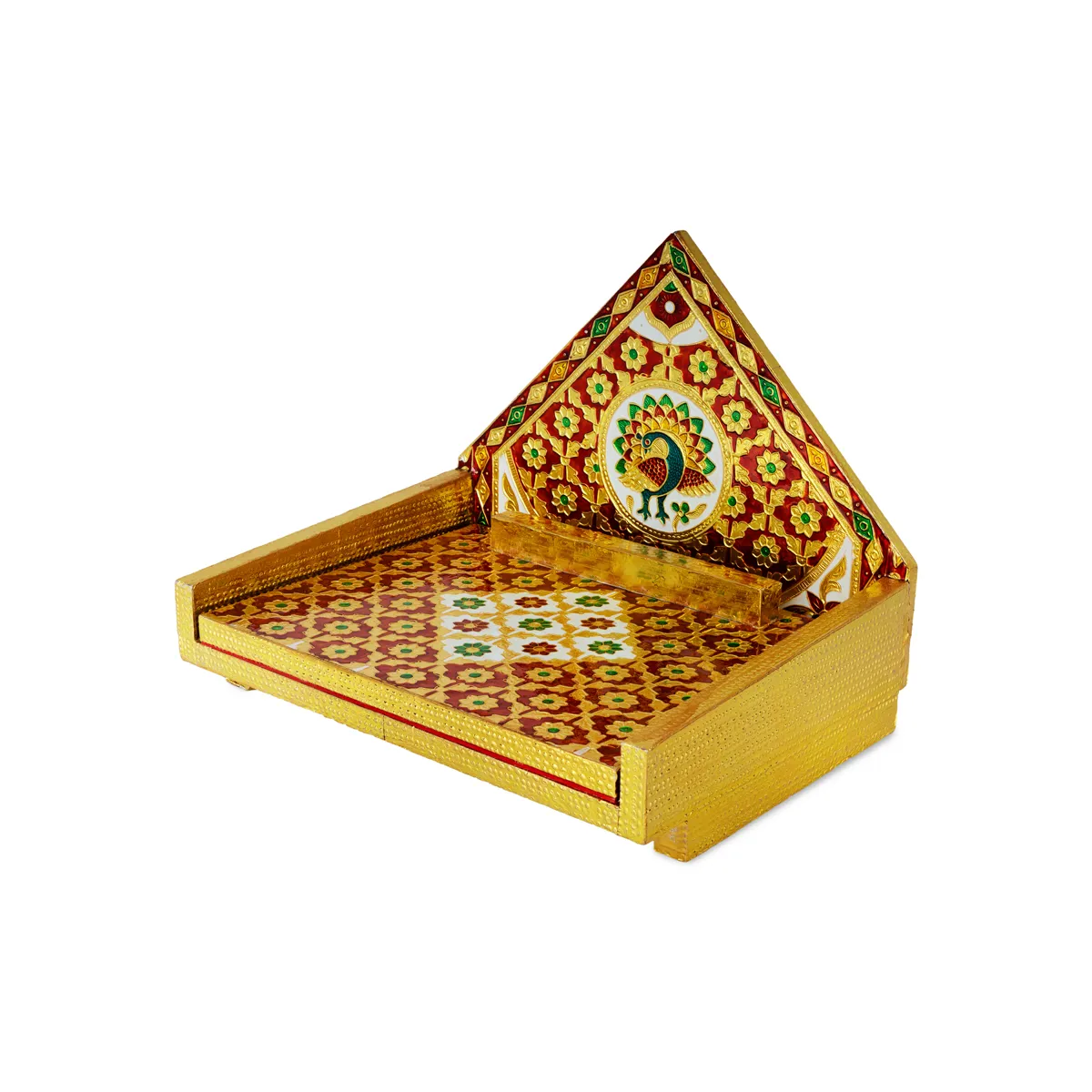 Simhasan - 10 X 7.75 Inches | Wooden Golden Singhasan/ Deity Throne/ Idol Seat For Pooja & Mandir Decor - Image 6