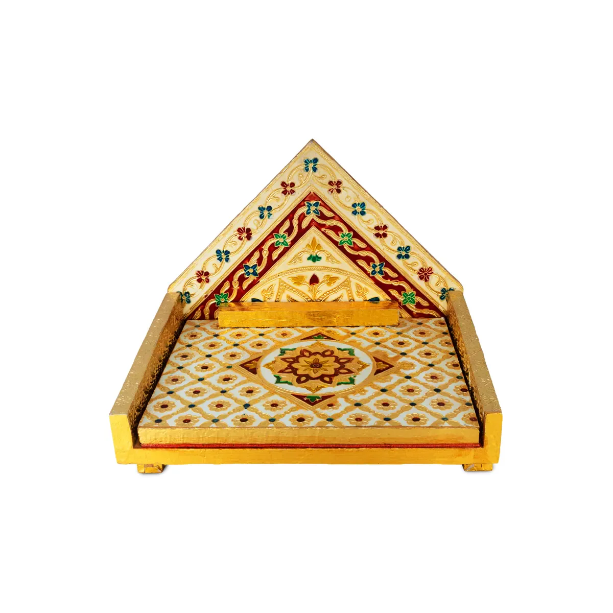 Simhasan - 10 X 7.75 Inches | Wooden Golden Singhasan/ Deity Throne/ Idol Seat For Pooja & Mandir Decor - Image 7