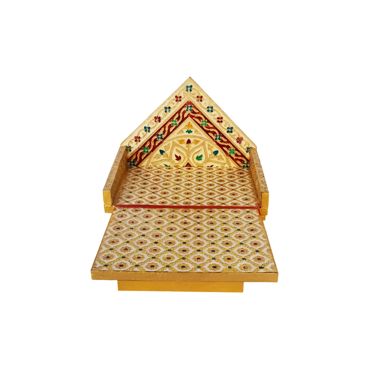 Simhasan - 10 X 7.75 Inches | Wooden Golden Singhasan/ Deity Throne/ Idol Seat For Pooja & Mandir Decor - Image 8