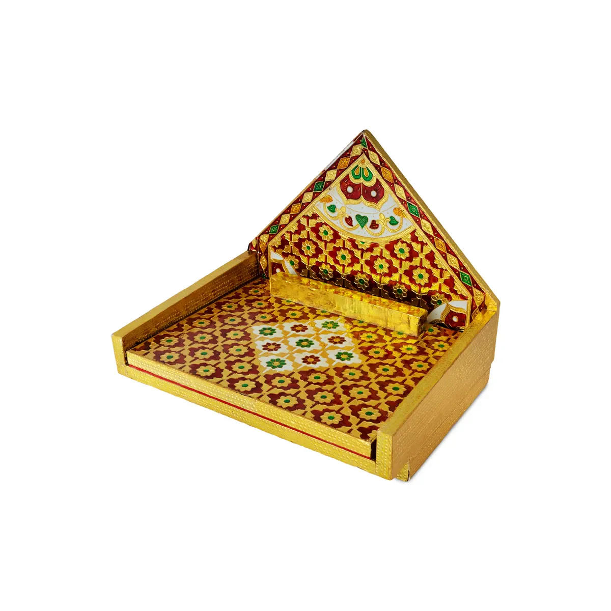 Simhasan - 10 X 7.75 Inches | Wooden Golden Singhasan/ Deity Throne/ Idol Seat For Pooja & Mandir Decor - Image 9