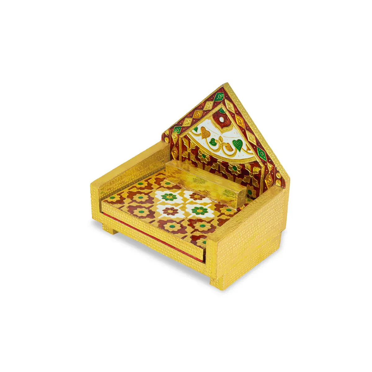 Simhasan - 6 X 5.75 Inches | Wooden Golden Singhasan/ Deity Throne/ Idol Seat For Deity - Image 10