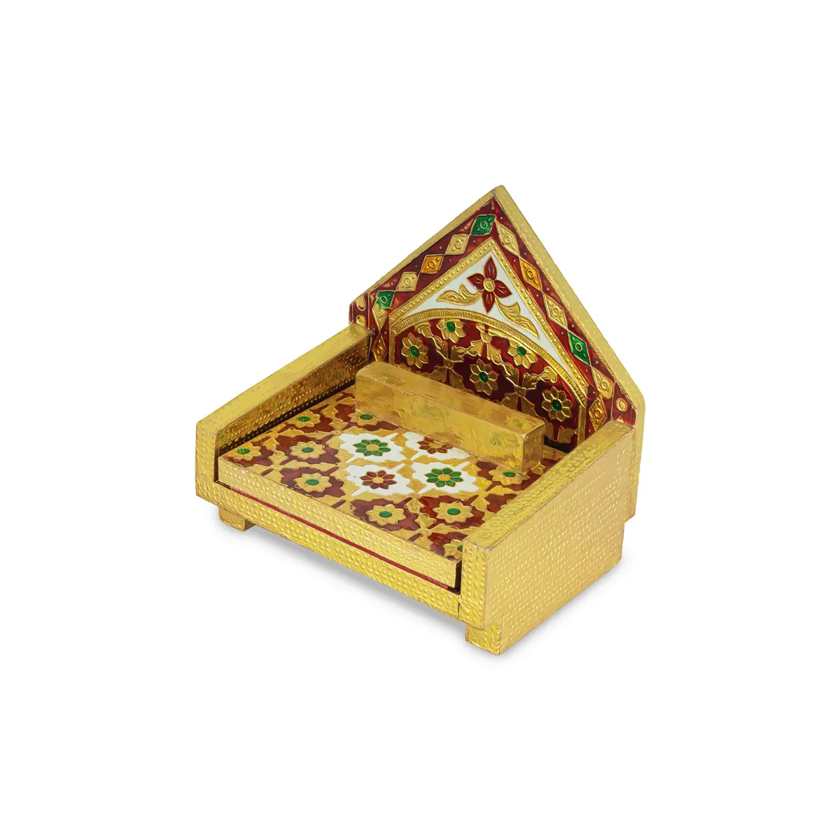 Simhasan - 6 X 5.75 Inches | Wooden Golden Singhasan/ Deity Throne/ Idol Seat For Deity - Image 2