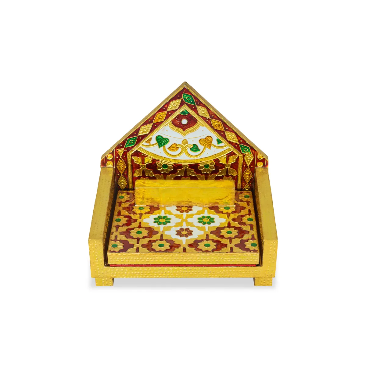 Simhasan - 6 X 5.75 Inches | Wooden Golden Singhasan/ Deity Throne/ Idol Seat For Deity - Image 3