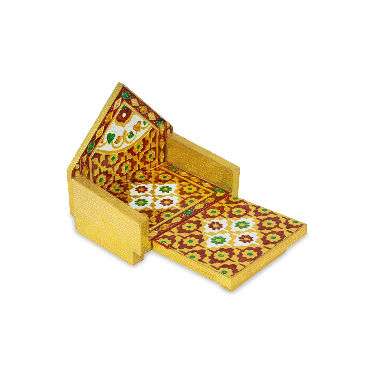 Simhasan - 6 X 5.75 Inches | Wooden Golden Singhasan/ Deity Throne/ Idol Seat For Deity - Image 4