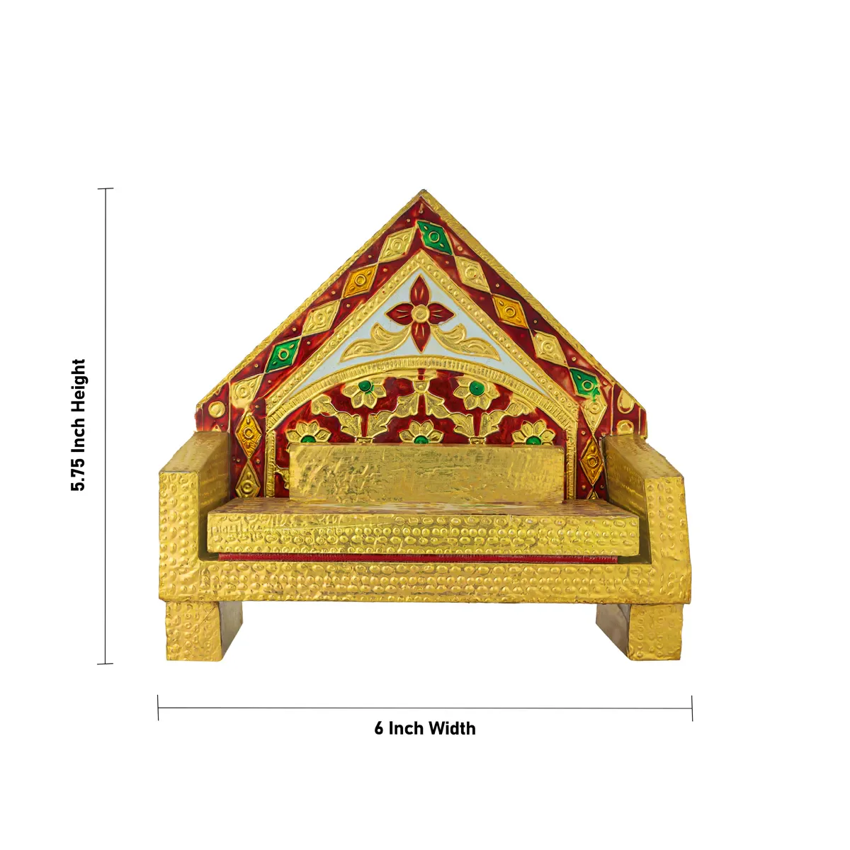 Simhasan - 6 X 5.75 Inches | Wooden Golden Singhasan/ Deity Throne/ Idol Seat For Deity - Image 5