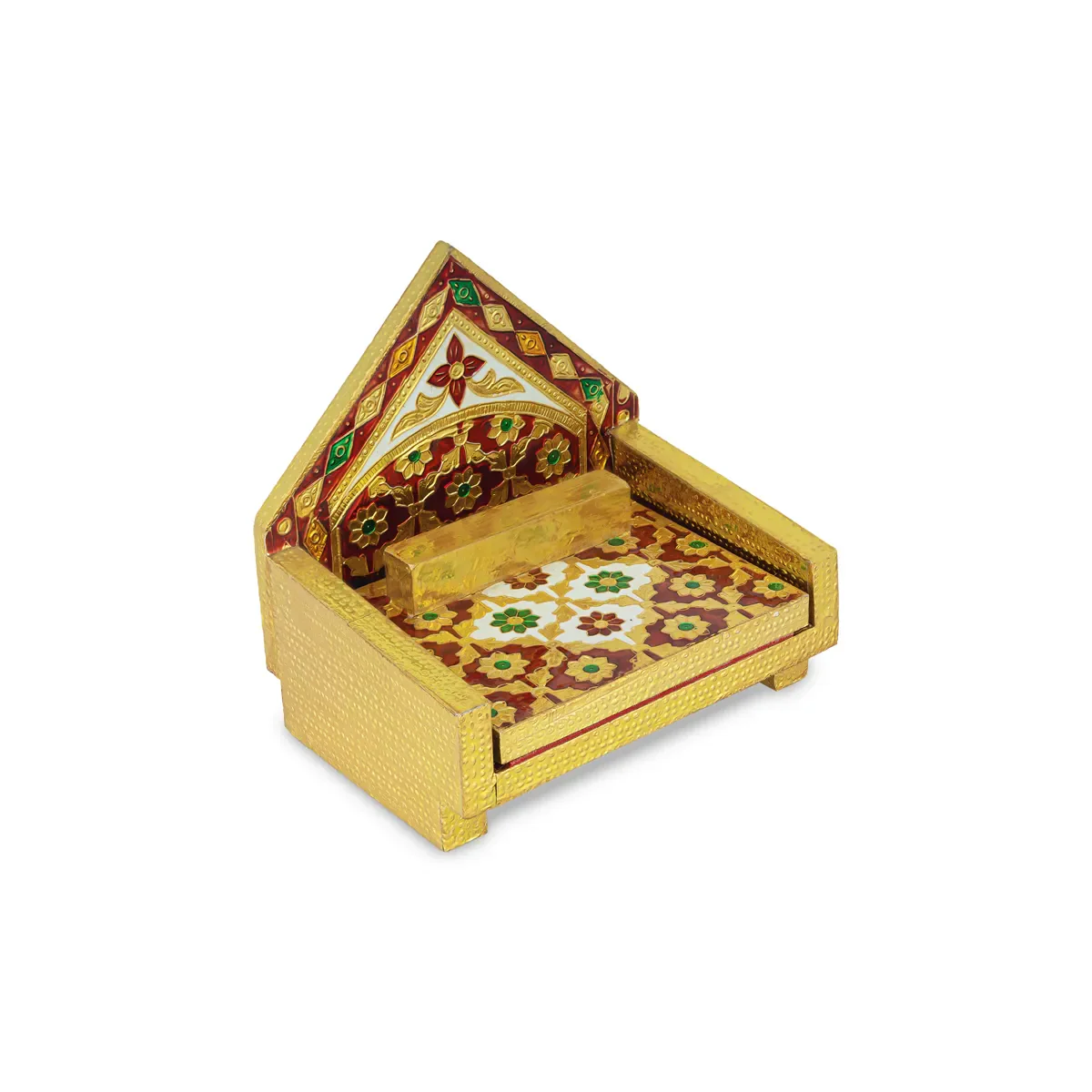Simhasan - 6 X 5.75 Inches | Wooden Golden Singhasan/ Deity Throne/ Idol Seat For Deity - Image 8