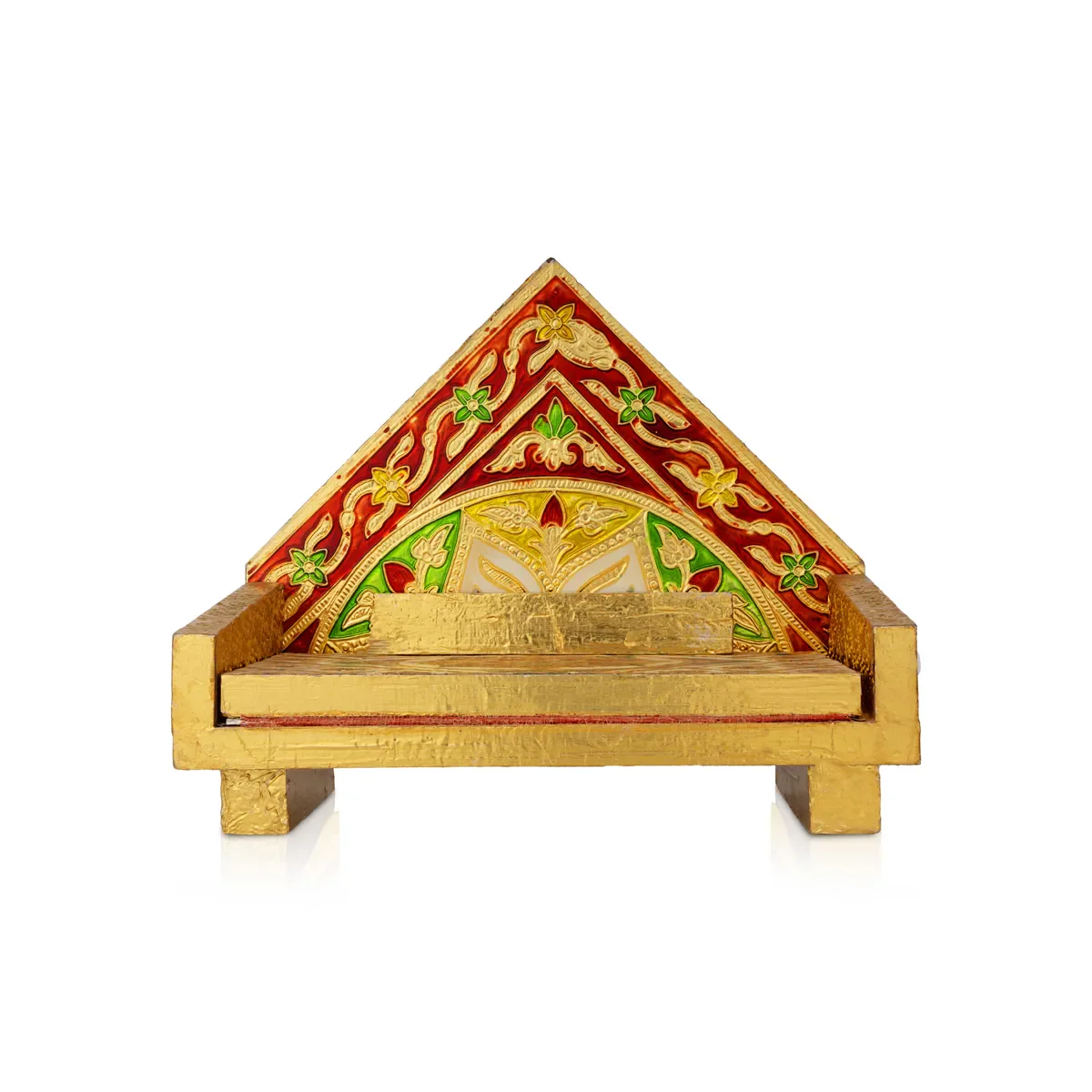 Simhasan - 8 X 6.75 Inches | Wooden Golden Singhasan/ Deity Throne/ Idol Seat For Deity - Image 11