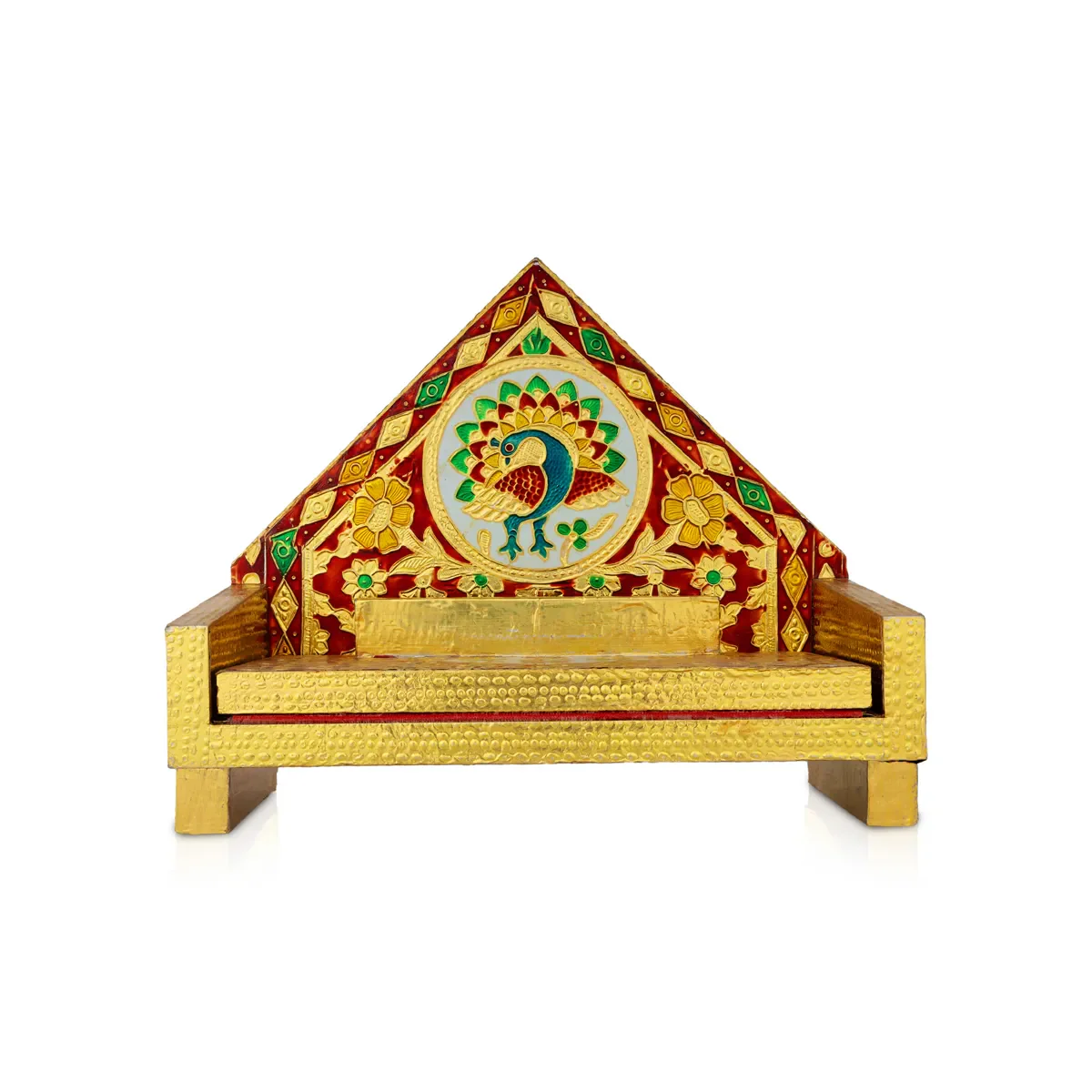 Simhasan - 8 X 6.75 Inches | Wooden Golden Singhasan/ Deity Throne/ Idol Seat For Deity - Image 12