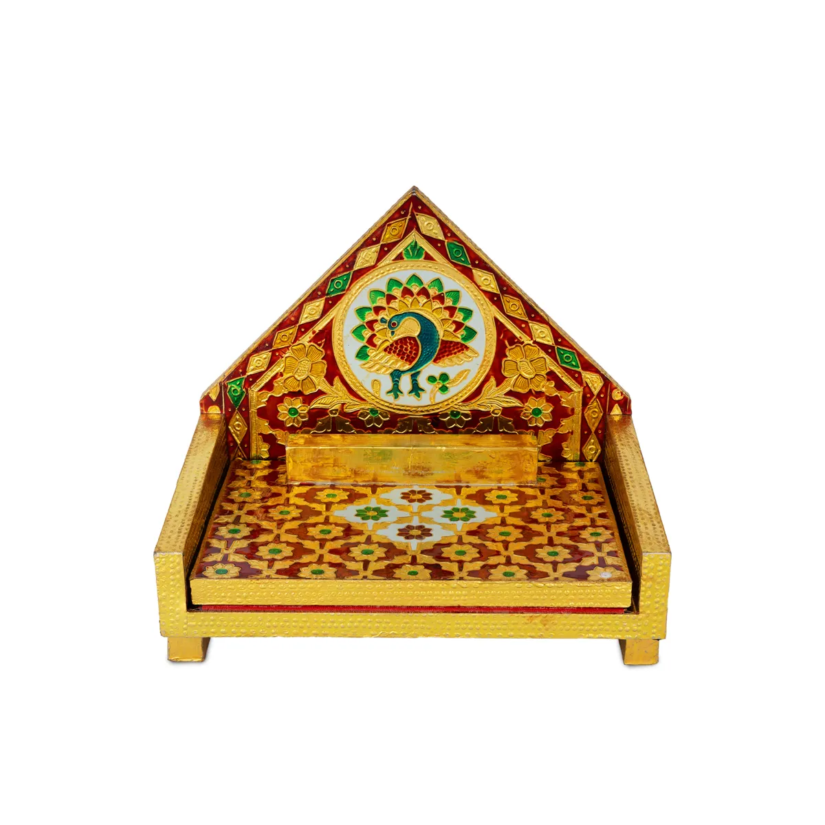 Simhasan - 8 X 6.75 Inches | Wooden Golden Singhasan/ Deity Throne/ Idol Seat For Deity - Image 13