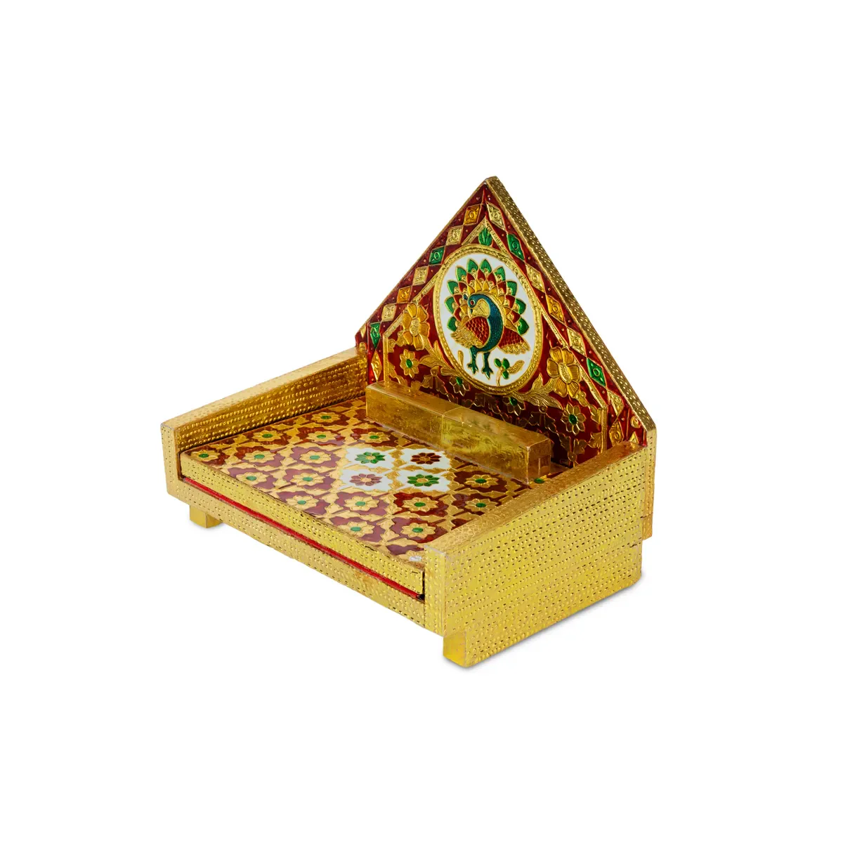 Simhasan - 8 X 6.75 Inches | Wooden Golden Singhasan/ Deity Throne/ Idol Seat For Deity - Image 2