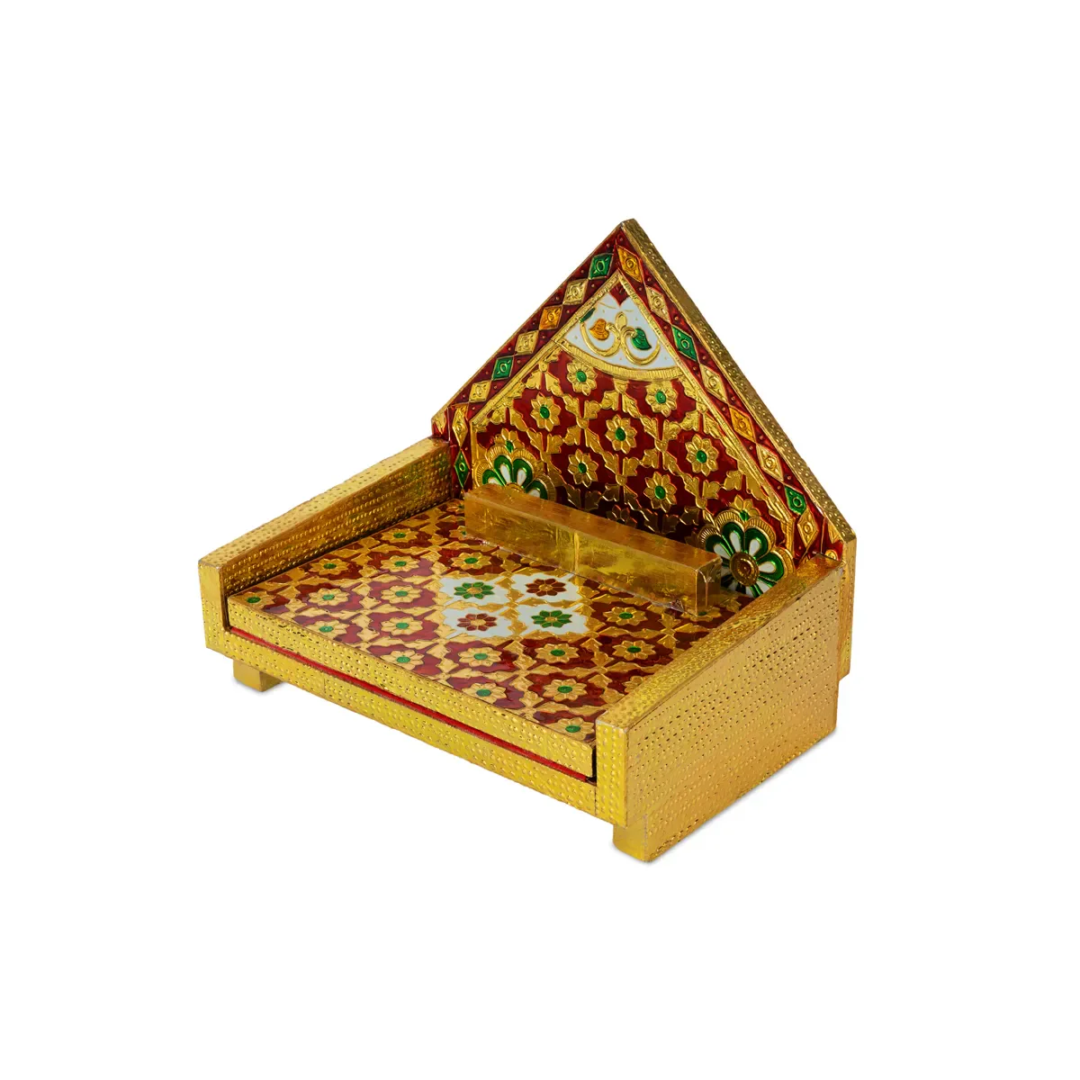 Simhasan - 8 X 6.75 Inches | Wooden Golden Singhasan/ Deity Throne/ Idol Seat For Deity - Image 3