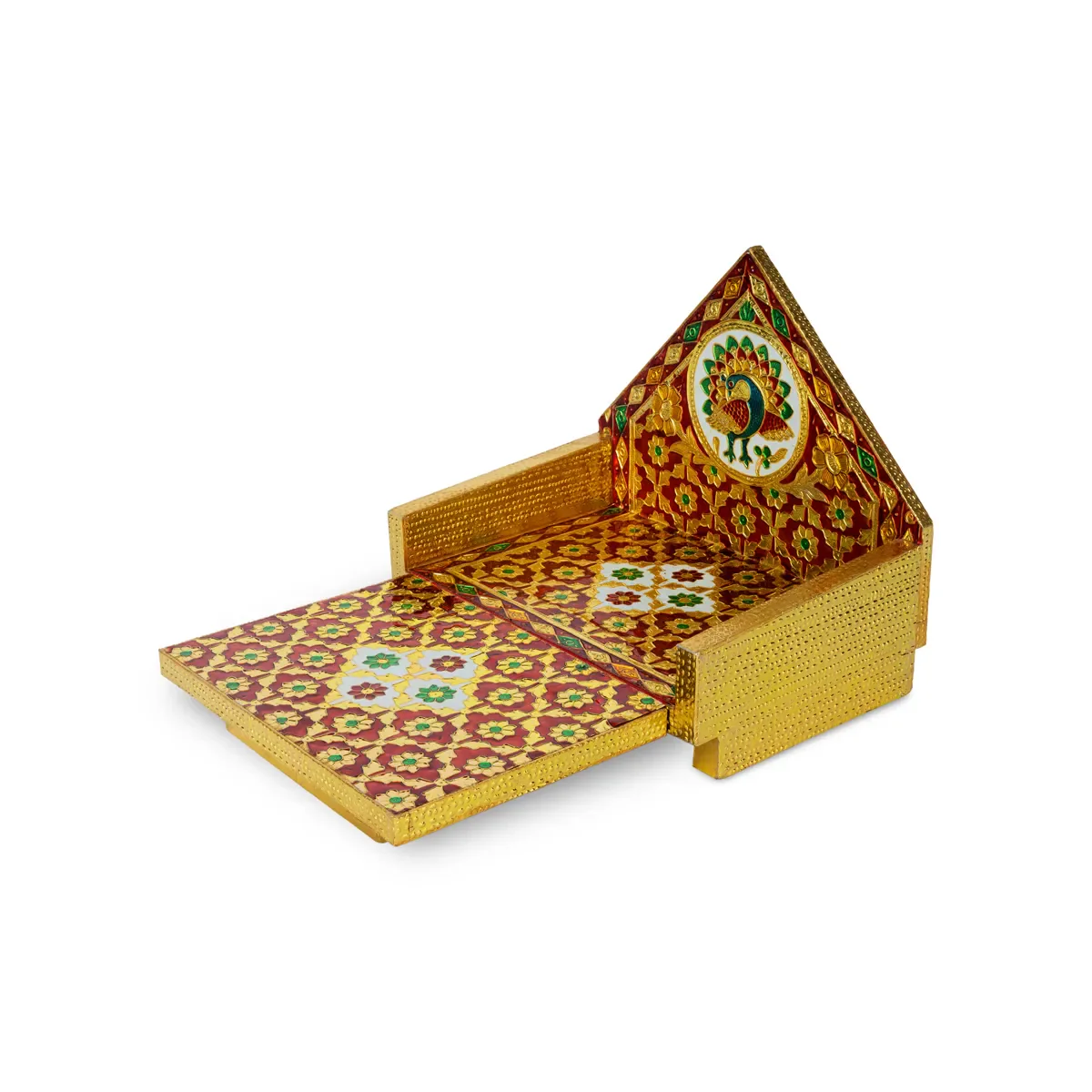 Simhasan - 8 X 6.75 Inches | Wooden Golden Singhasan/ Deity Throne/ Idol Seat For Deity - Image 4