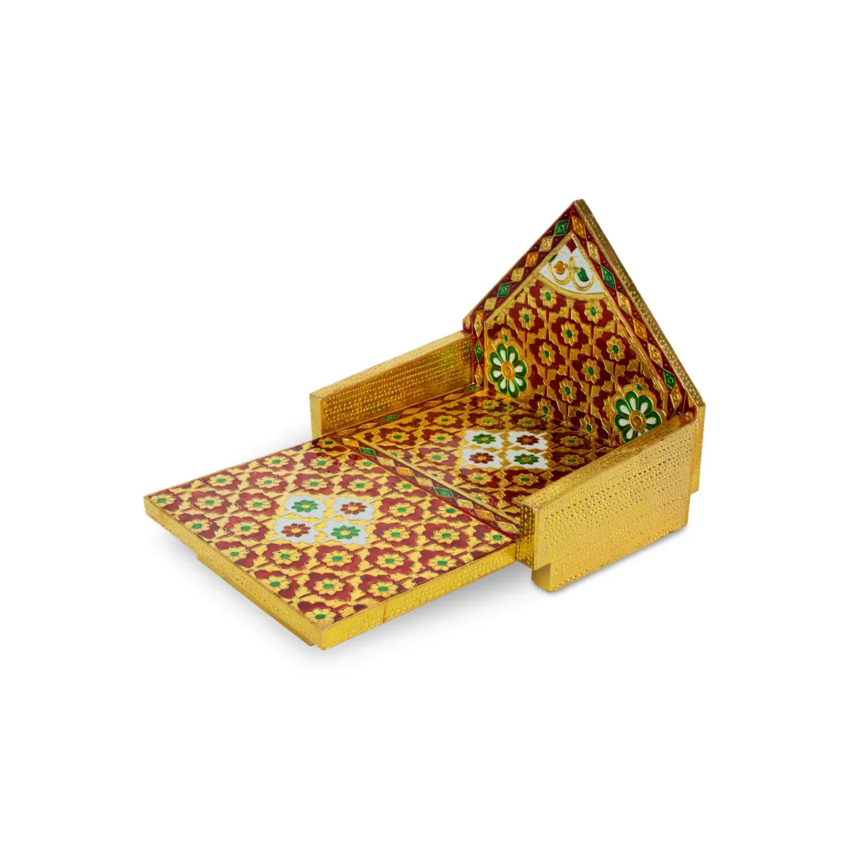 Simhasan - 8 X 6.75 Inches | Wooden Golden Singhasan/ Deity Throne/ Idol Seat For Deity - Image 5