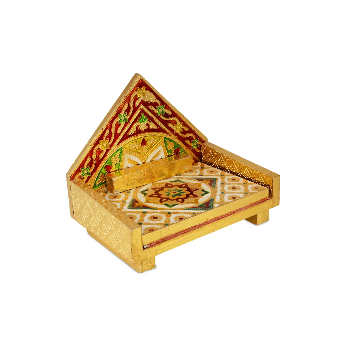 Simhasan - 8 X 6.75 Inches | Wooden Golden Singhasan/ Deity Throne/ Idol Seat For Deity - Image 6