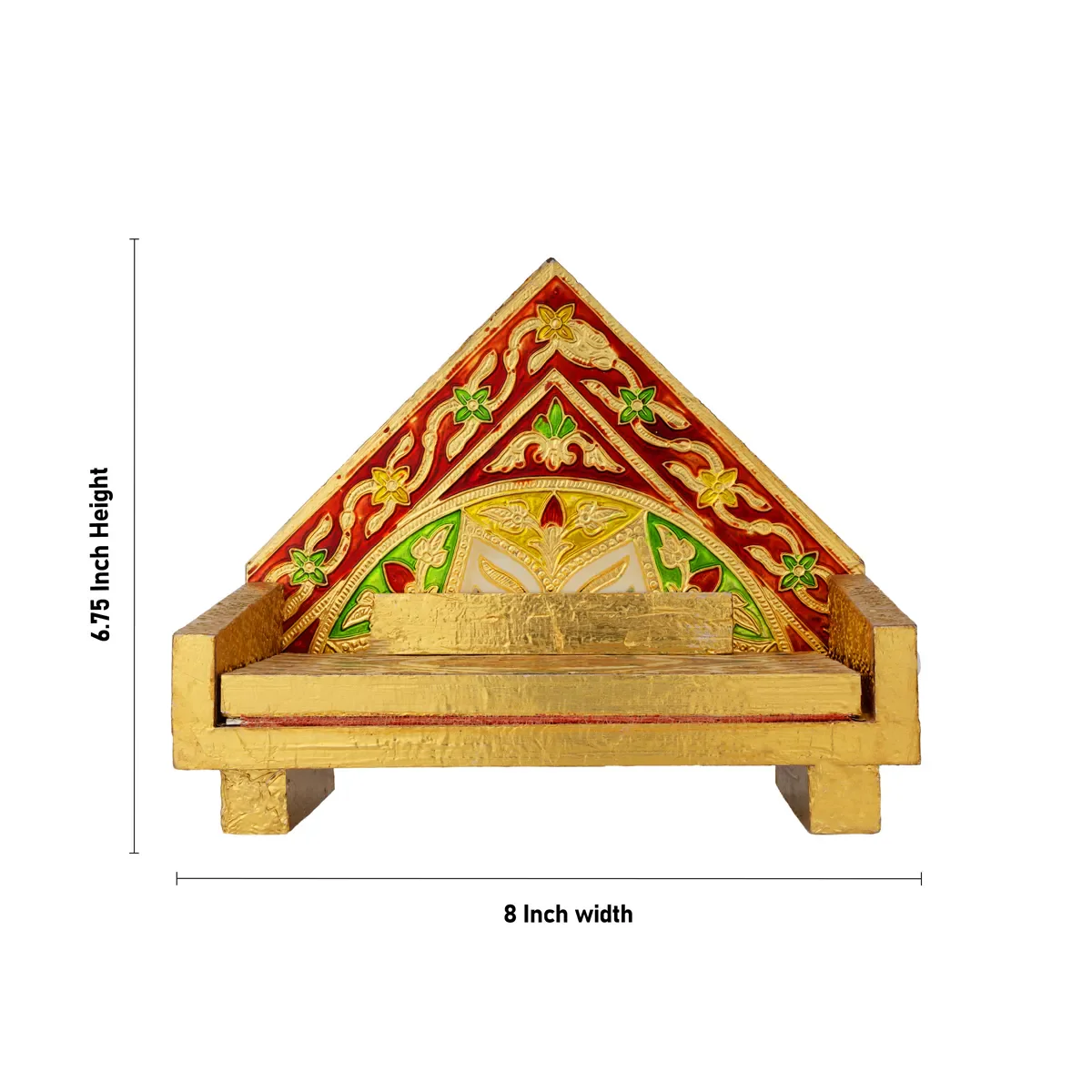 Simhasan - 8 X 6.75 Inches | Wooden Golden Singhasan/ Deity Throne/ Idol Seat For Deity - Image 8