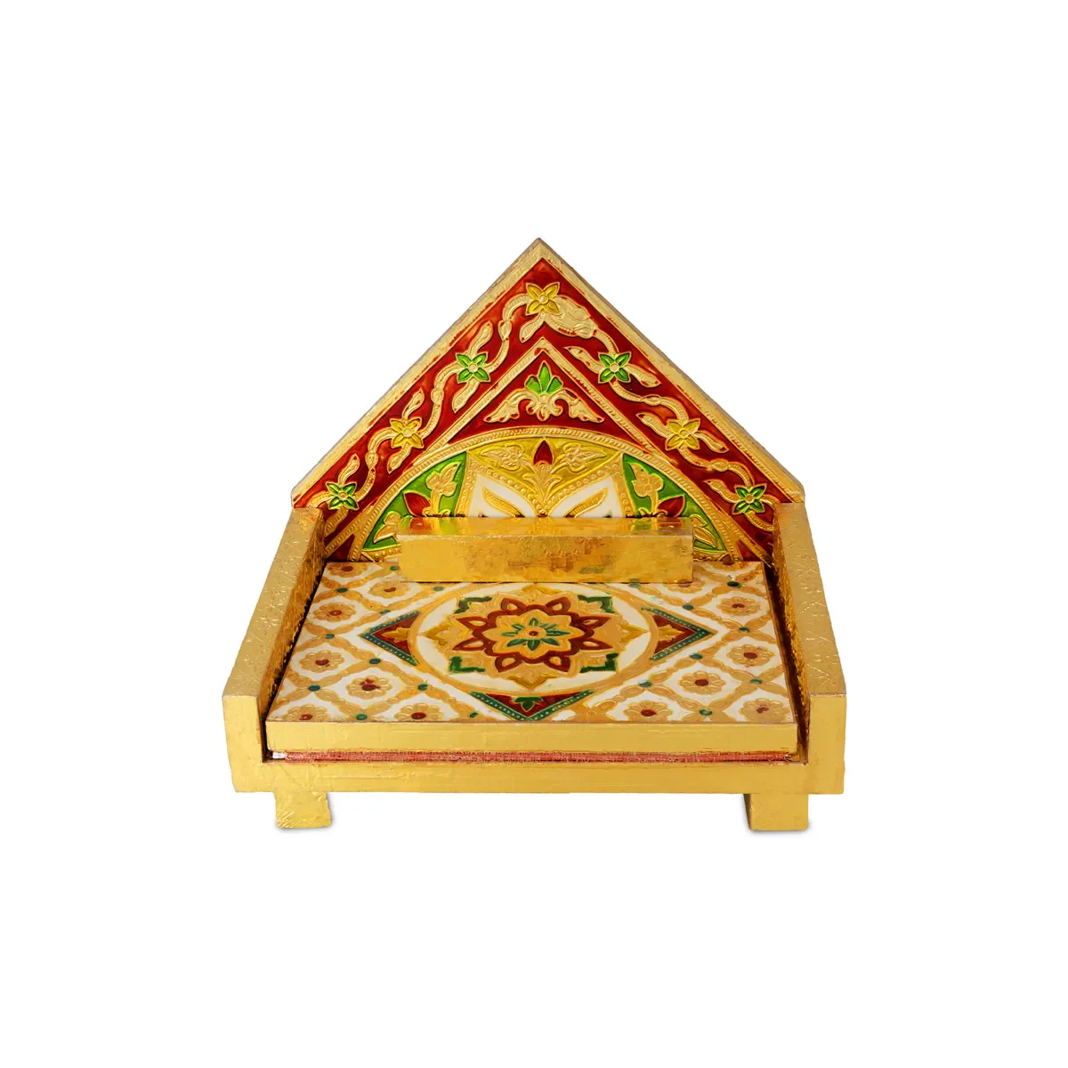 Simhasan - 8 X 6.75 Inches | Wooden Golden Singhasan/ Deity Throne/ Idol Seat For Deity - Image 9